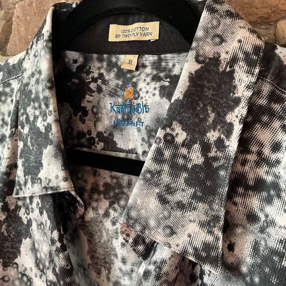 Karma Blu Modern Fit Inkspot Shirt Funky Indie Mod Flip Cuffs Black White XL - Picture 7 of 7